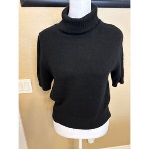 Jamie Scott Black Short Sleeve Silk Angora Sweater, Large, Classic